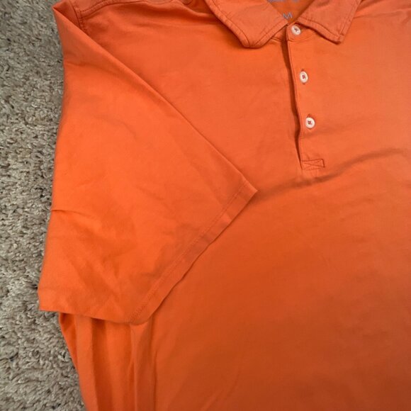B Draddy Polo Shirt Mens Medium Short Sleeve Golf Casual Orange Stretch Peru - Picture 7 of 11